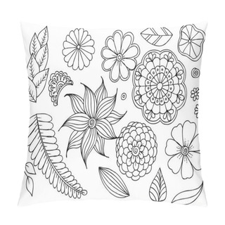 Personality Set Of Doodle Floral Elements For Design Or Coloring Pillow Covers