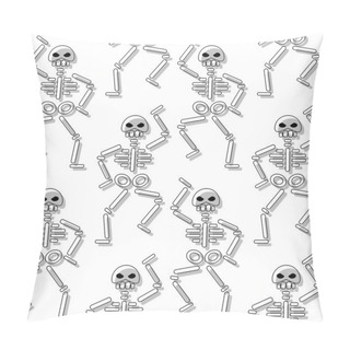 Personality  Repeating Pattern With Skeleton On White Background Pillow Covers