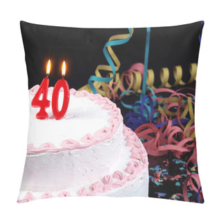 Personality  Birthday Cake With Red Candles Showing Nr. 40 Pillow Covers