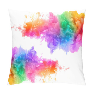 Personality  Abstract Isolated Cloud Of Multicolored Ink Swirling In White Background Pillow Covers