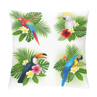 Personality  Tropical Flower And Bird Collection Set Pillow Covers