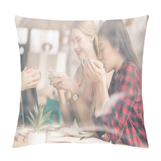 Personality  Friends Having Coffee Break Pillow Covers