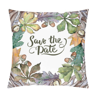 Personality  Oak Leaves Frame In A Watercolor Style. Pillow Covers