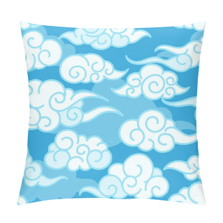 Personality  Blue Swirl Asian Cloud Seamless Pattern Pillow Covers