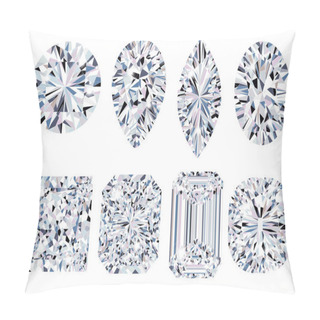 Personality  Set Of Sparkling Water Clear Diamonds Of Various Cut Shape. Top View Pillow Covers