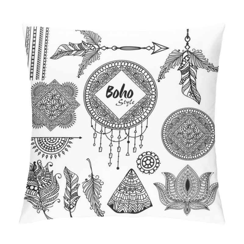 Personality  Set Of Creative Boho Style Elements. Pillow Covers