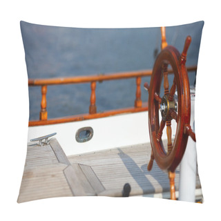 Personality  Wooden Wheel On Luxury Yacht Pillow Covers