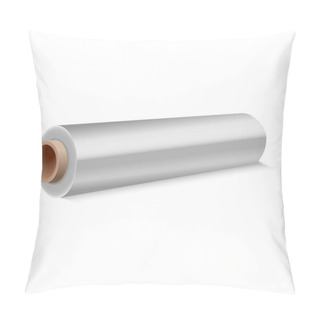 Personality  Roll Of Wrapping Plastic Stretch Film On White Background. Vector Illustration Pillow Covers