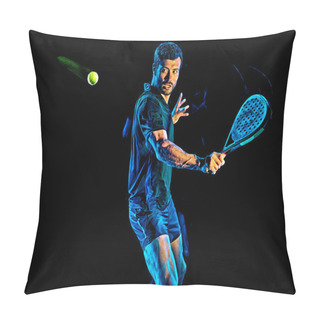 Personality  Paddle Tennis Player Man Light Painting Isolated Black Background Pillow Covers