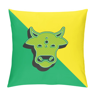 Personality  Animal Green And Yellow Modern 3d Vector Icon Logo Pillow Covers