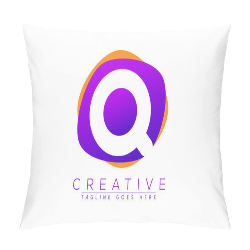 Personality  Initial q, letter q vector logo icon with purple and orange geometric shapes in the back pillow covers