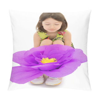 Personality  Girl With A Big Lotus Flower Pillow Covers
