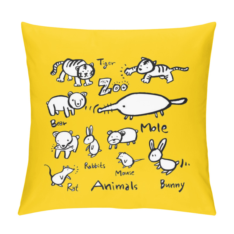 Personality  Animal sketch / Hand drawn Zoo illustration - vector pillow covers
