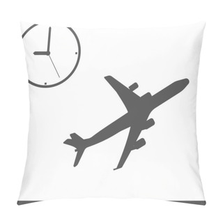 Personality  Image Of An Airplane Taking Off By The Clock. Pillow Covers