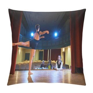 Personality  Woman Dancing For Audition With Jury In Theater Pillow Covers