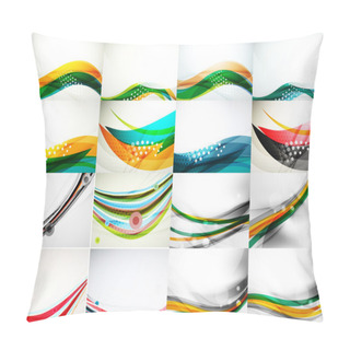 Personality  Set Of Abstract Backgrounds, Smooth Blurred Waves Pillow Covers