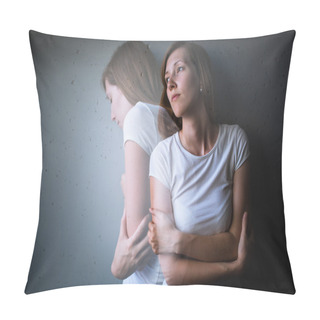 Personality  Woman Suffering From A Severe Depression Pillow Covers
