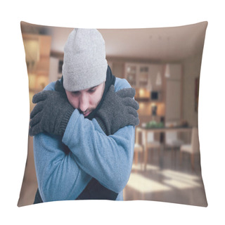 Personality  Sad Man With Medical Problem Shivering  Pillow Covers
