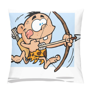 Personality  Cave Boy Running With Bow And Arrow Pillow Covers