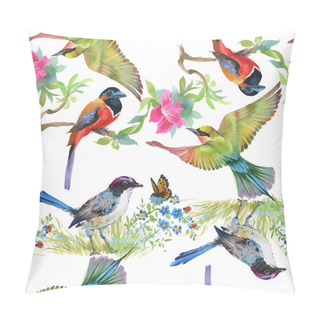 Personality  Tropical Summer Flowers And Exotic Birds Pillow Covers