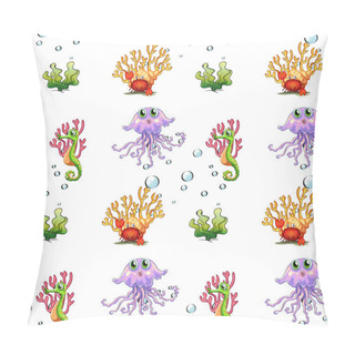 Personality  A Seamless Design Showing The Creatures Under The Sea Pillow Covers
