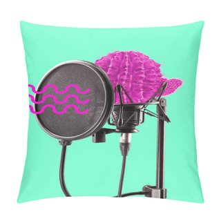 Personality  Alternative Microphone. Modern Design. Contemporary Art Collage. Pillow Covers