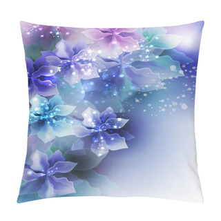 Personality  Background With Blue Abstract Flower  Pillow Covers