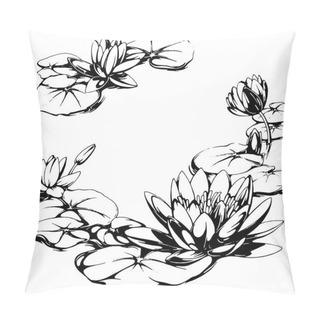 Personality  Water Lily Round Frame Pillow Covers