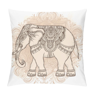 Personality  Beautiful Hand-drawn Tribal Style Elephant Over Mandala. Colorfu Pillow Covers