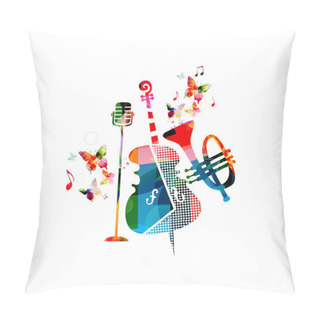 Personality  Vector Illustration Design Of Abstract Doodle Background With Music Instruments  Pillow Covers