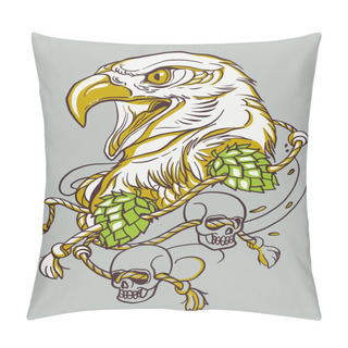 Personality  Eagle Head With Hop Beer And Skulls Necklace. Pillow Covers