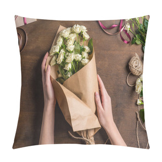 Personality  Hands Holding Roses Bouquet Pillow Covers
