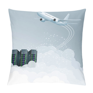 Personality  Cloud Computing Concept Design. Aircraft And Supercomputers. Pillow Covers