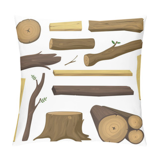 Personality  Wooden Materials Tree Logs Vector Isolated Pillow Covers