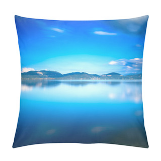 Personality  Blue Lake Sunset And Sky Reflection On Water. Versilia Tuscany,  Pillow Covers