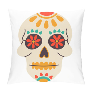 Personality  The Mexican Skull Is Completely Decorated With Bright Colors For The Day Of The Dead Pillow Covers