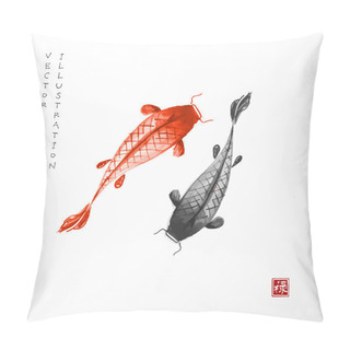 Personality  Black And Red Koi Carps Pillow Covers