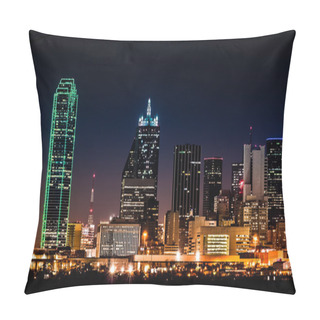 Personality  Dallas Skyline By Night Pillow Covers