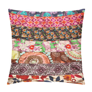 Personality  Texture Of Colorful Cloth On Woman Dress In Thai Style Pillow Covers