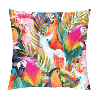 Personality  Watercolor Parrots Seamless Pattern Pillow Covers