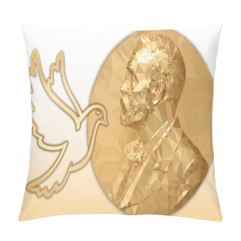 Personality  Nobel Peace Award, Gold Polygonal Medal And Dove Symbol Pillow Covers