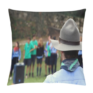 Personality  Chief Scout With The Typical Hat While Controlling Their Kids Pillow Covers