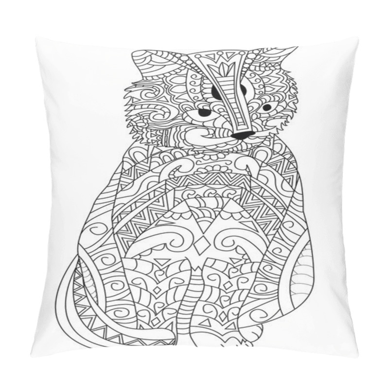 Personality  Cat Coloring vector for adults pillow covers