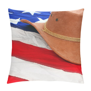 Personality  Brown Leather Hat On American Flag Pillow Covers