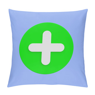 Personality  3d Minimal Add Button. Create New Button With Clipping Path. 3d Illustration. Pillow Covers