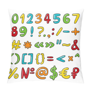 Personality  Vector Hand Drawn Set Of Numbers, Punctuation Marks And Special Symbols Pillow Covers