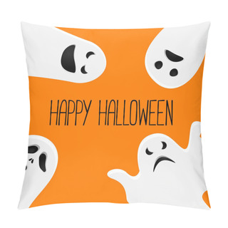 Personality  Happy Halloween Text Lettering With Ghosts. Halloween Background. Vector. Pillow Covers