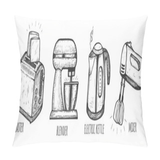 Personality  Set Of Household Appliances Flat Icons Pillow Covers