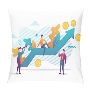 Personality  Business Strategy, Financial Analytics. Profit Increasing. Sales Growth, Sales Manager, Accounting, Sales Promotion And Operations Concept. Vector Illustration Pillow Covers