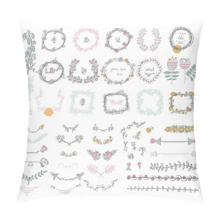 Personality  Big Set Of Floral Graphic Design Elements Pillow Covers